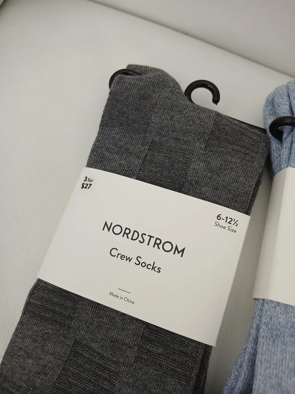 Nordstrom Men’s Crew Socks — Gray, Light Blue, Black with Blue Toe